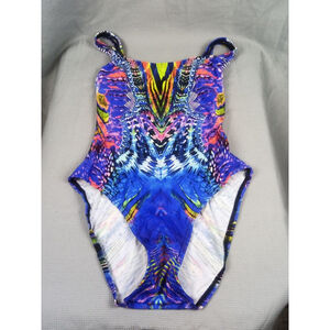 Swimsuits for All One-Piece Swimsuit, blue tie dyed, size 4